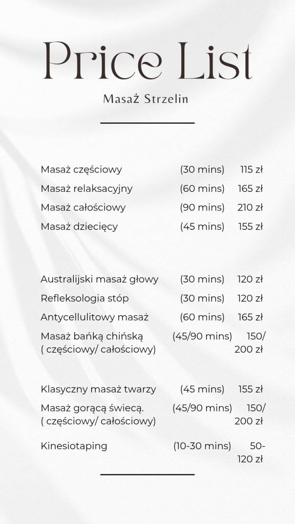 cennik masażu 2026